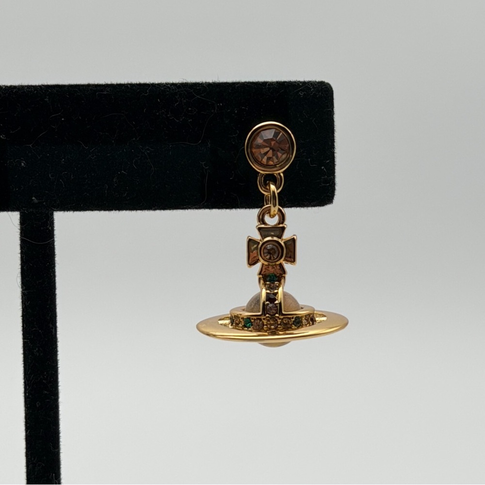 VIVIENNE WESTWOOD PETIT ORB DROP EARRINGS – GOLD TONE - Picture 2 of 5